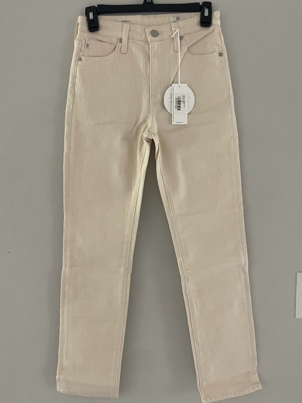 NWT Ag Adriano Goldschmied Isabelle Cream High-Rise Straight Crop Jeans